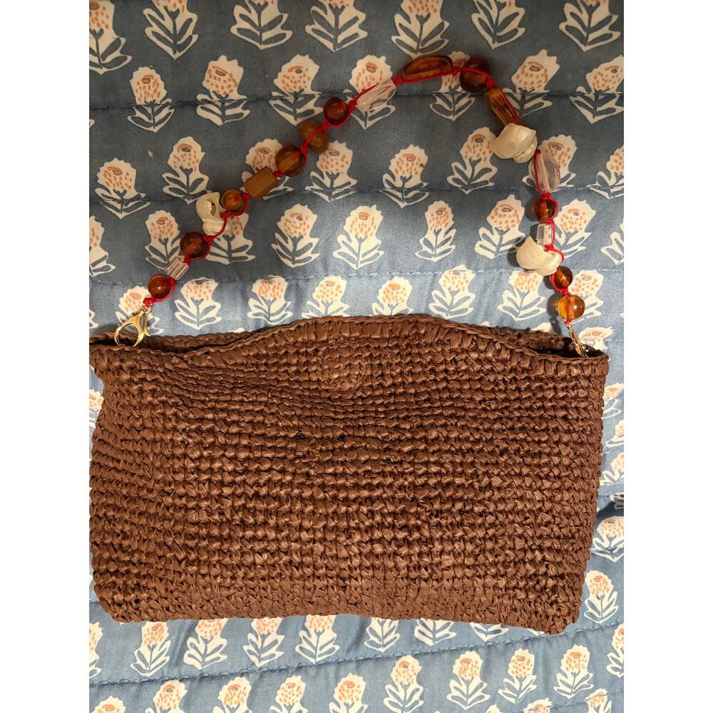 J.Crew Berkeley Small Straw Shoulder Bag Beaded Shell Strap NWT CU558 - Picture 12 of 12